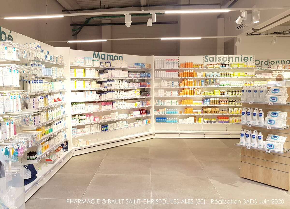 3ADS Designe espace - Réalisation - Pharmacie Gibault Transfert de pharmacie à Saint Christol les Ales (30)