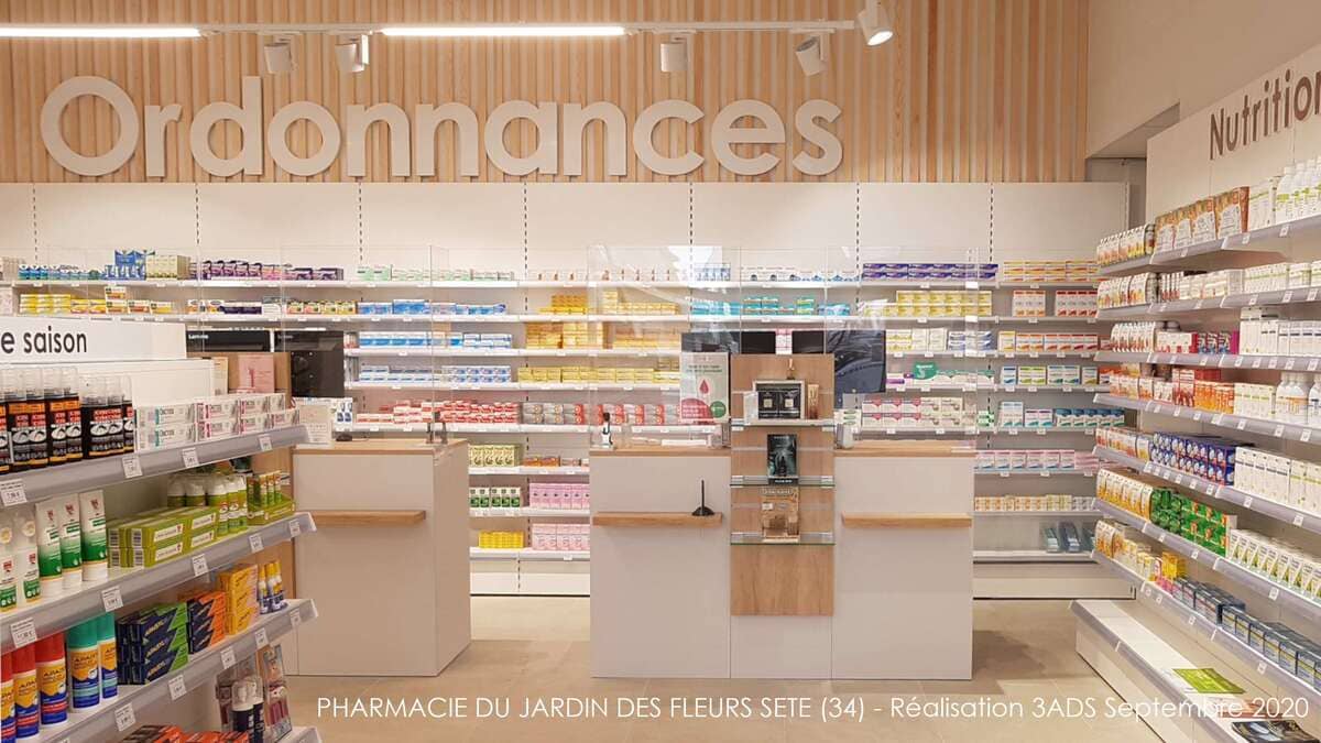 3ADS Designe espace - Ru00e9alisation - Pharmacie du Jardin des Fleurs Transfert de pharmacie à Seu0300te (34)